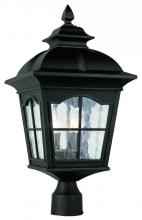  5422 BK - Briarwood 3-Light Rustic, Chesapeake Embellished, Water Glass and Metal Framed Post Mount Lantern He